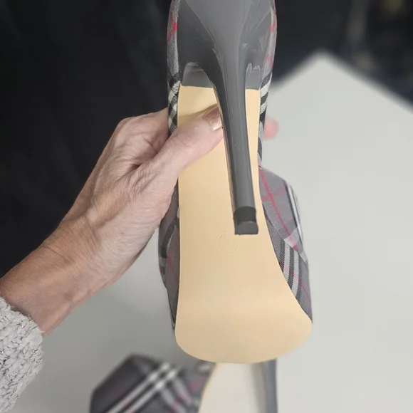 Plaid High Heel Mules - Picture 5 of 11